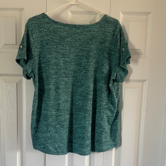 Teal Graphic Tee with Silver Text - Picture 2 of 5